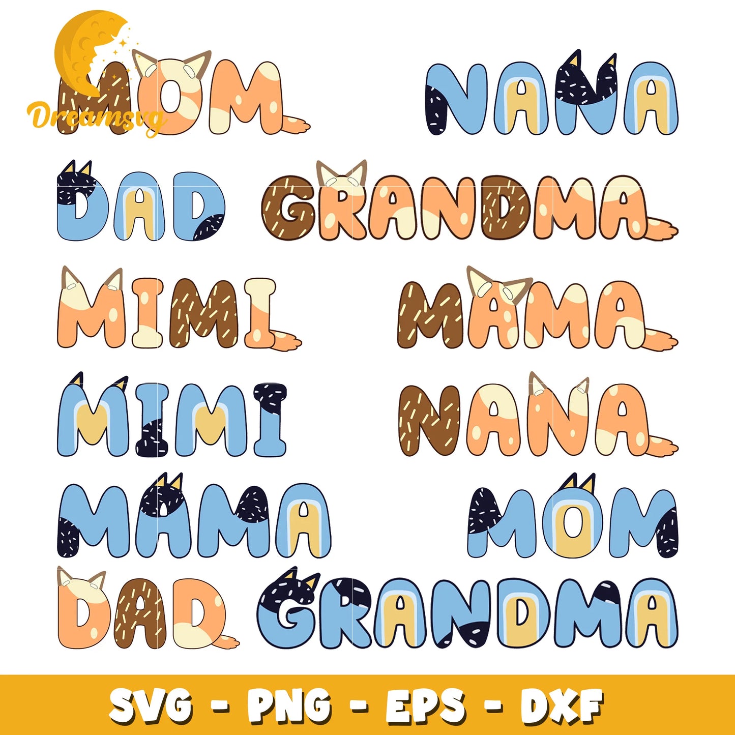 Bluey SVG Bundle, Bluey Birthday SVG, Bluey Alphabet SVG, Bluey and Family Clipart PNG Vector Files