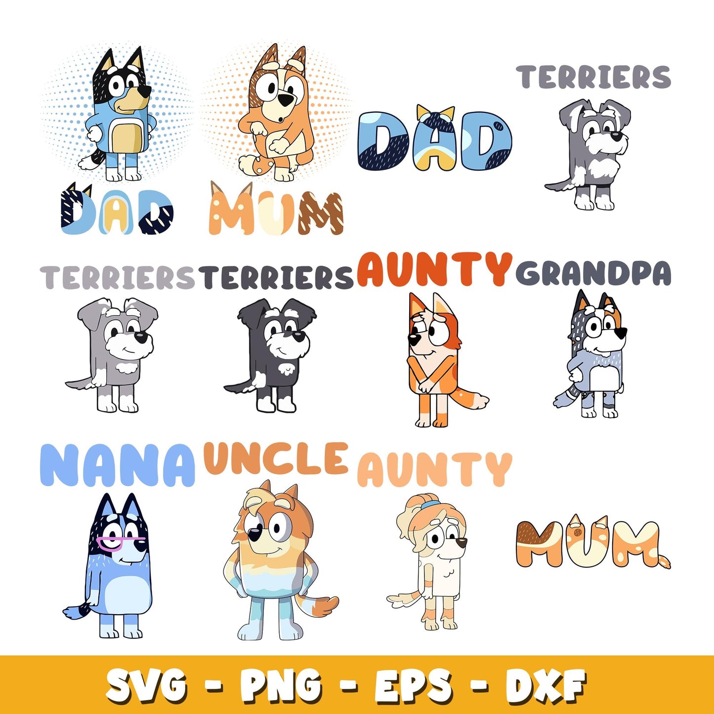 Bluey Family svg, Bluey bundle svg, Cartoon svg