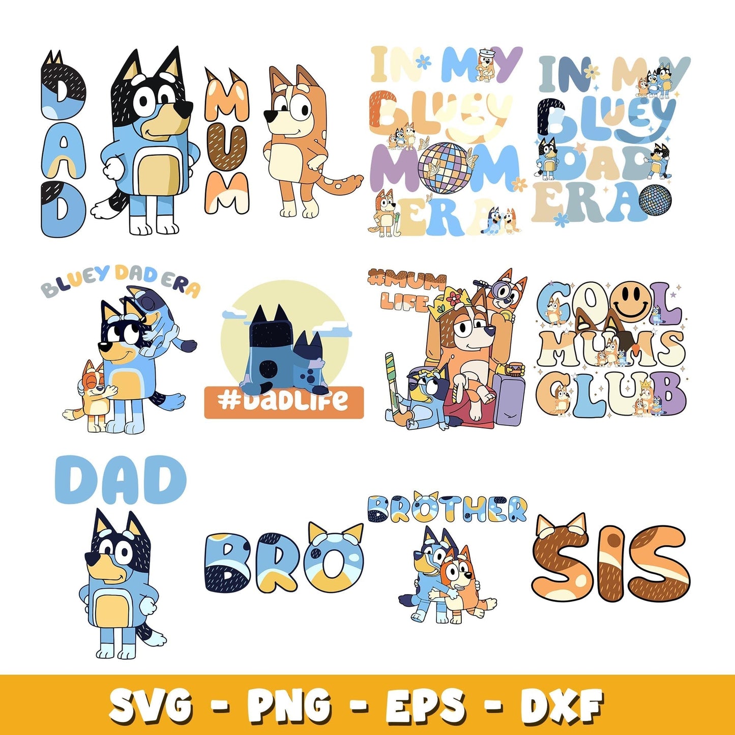 Bluey Dog and Friends svg, Bluey bundle svg, Cartoon svg