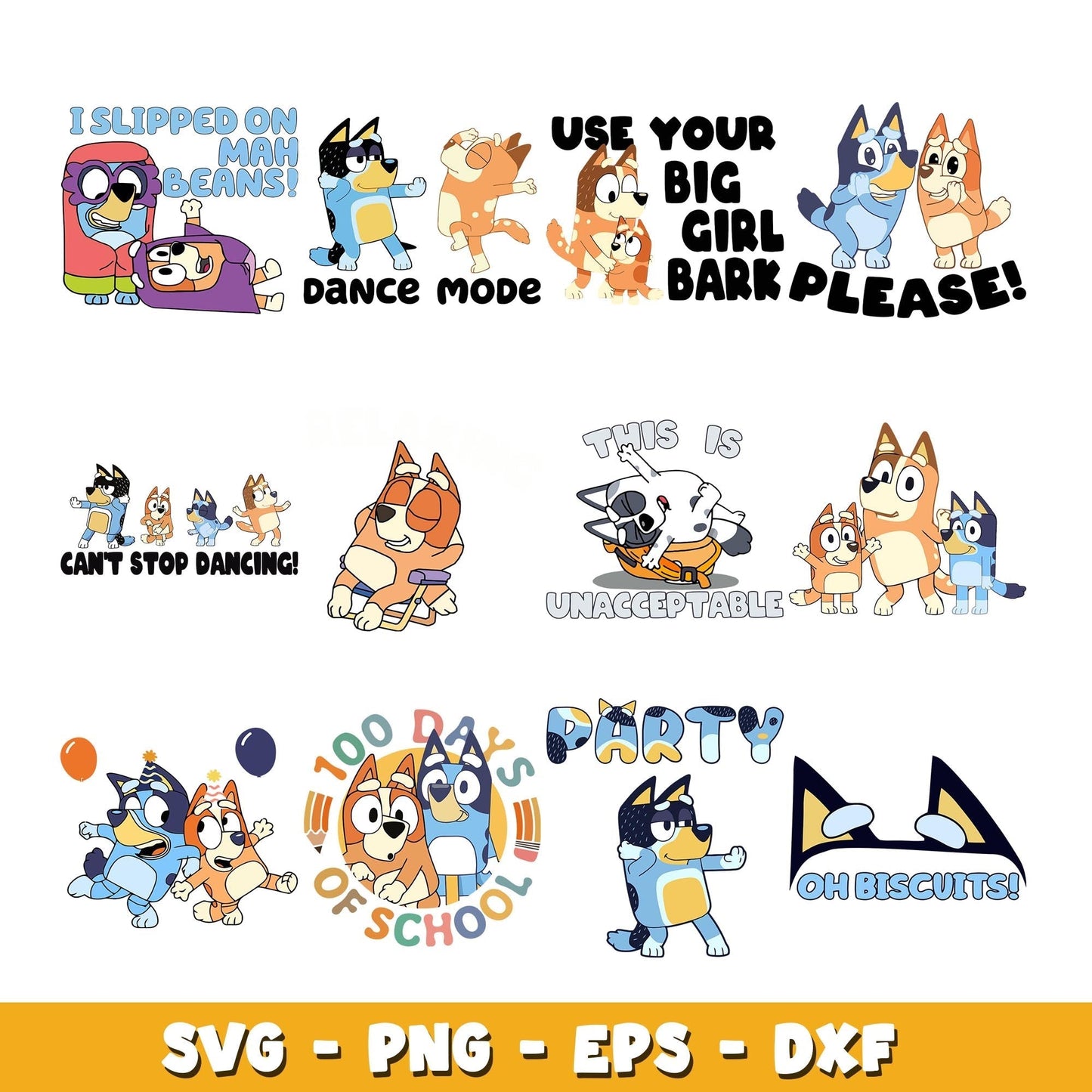 Cartoon bluey dog and family svg, Bluey bundle svg, Cartoon svg