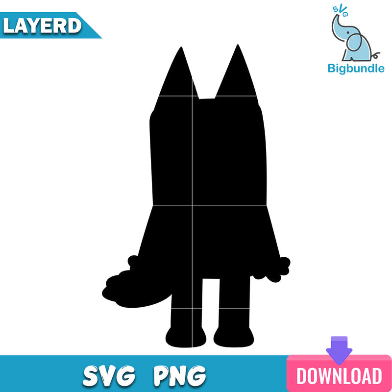 Bluey silhouette svg, bluey svg, digital download.