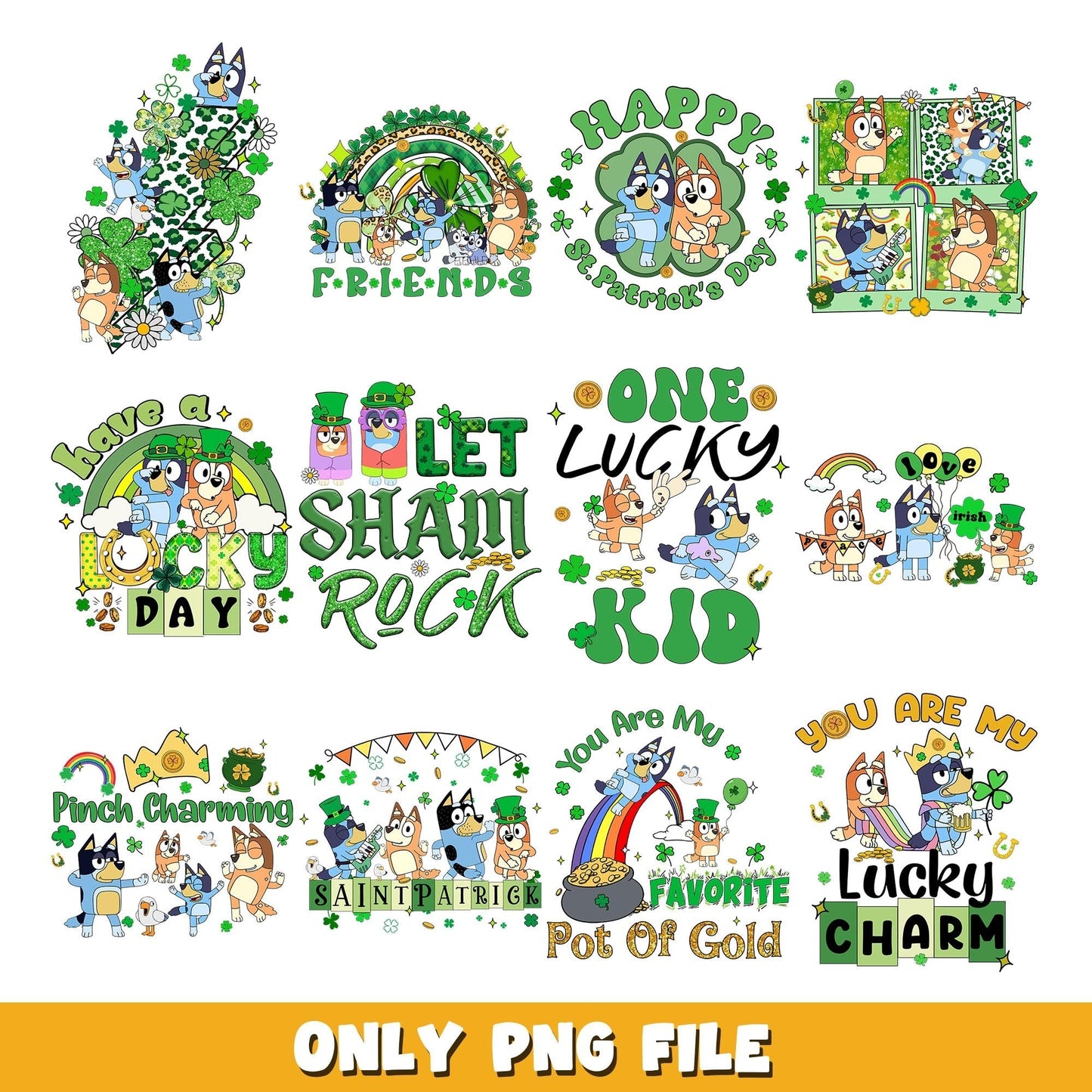 Bluey Patricks Day png, Bluey bundle png, cartoon png