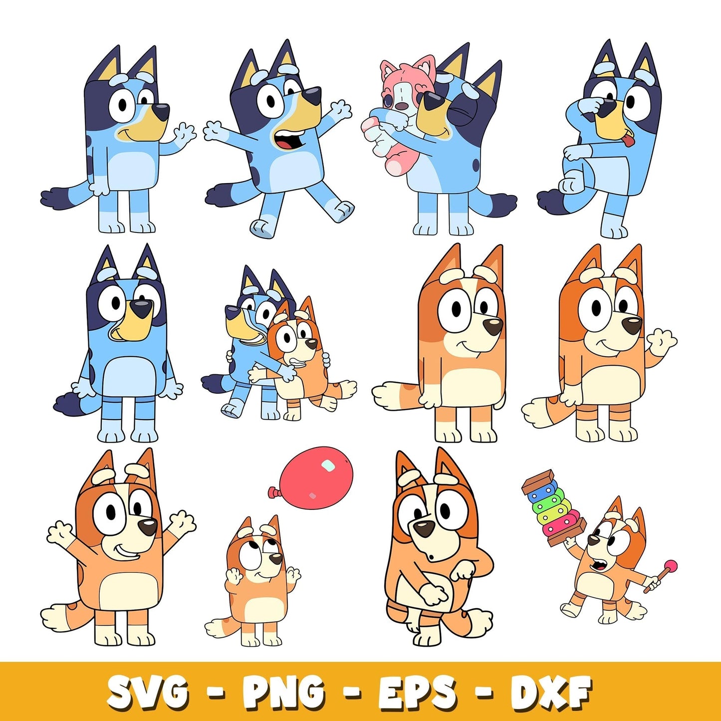 Bluey Heeler Family svg, Bluey bundle svg, Cartoon svg