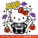 Boo Skeleton Kitty Svg, Spider Web Hello Kitty Svg, Halloween Svg, Kawaii Svg, Cricut, Silhouette Vector Cut File