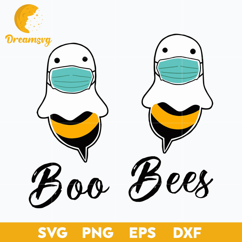 Boo Bees Halloween Face Mask svg, Halloween svg, png, dxf, eps digital file.