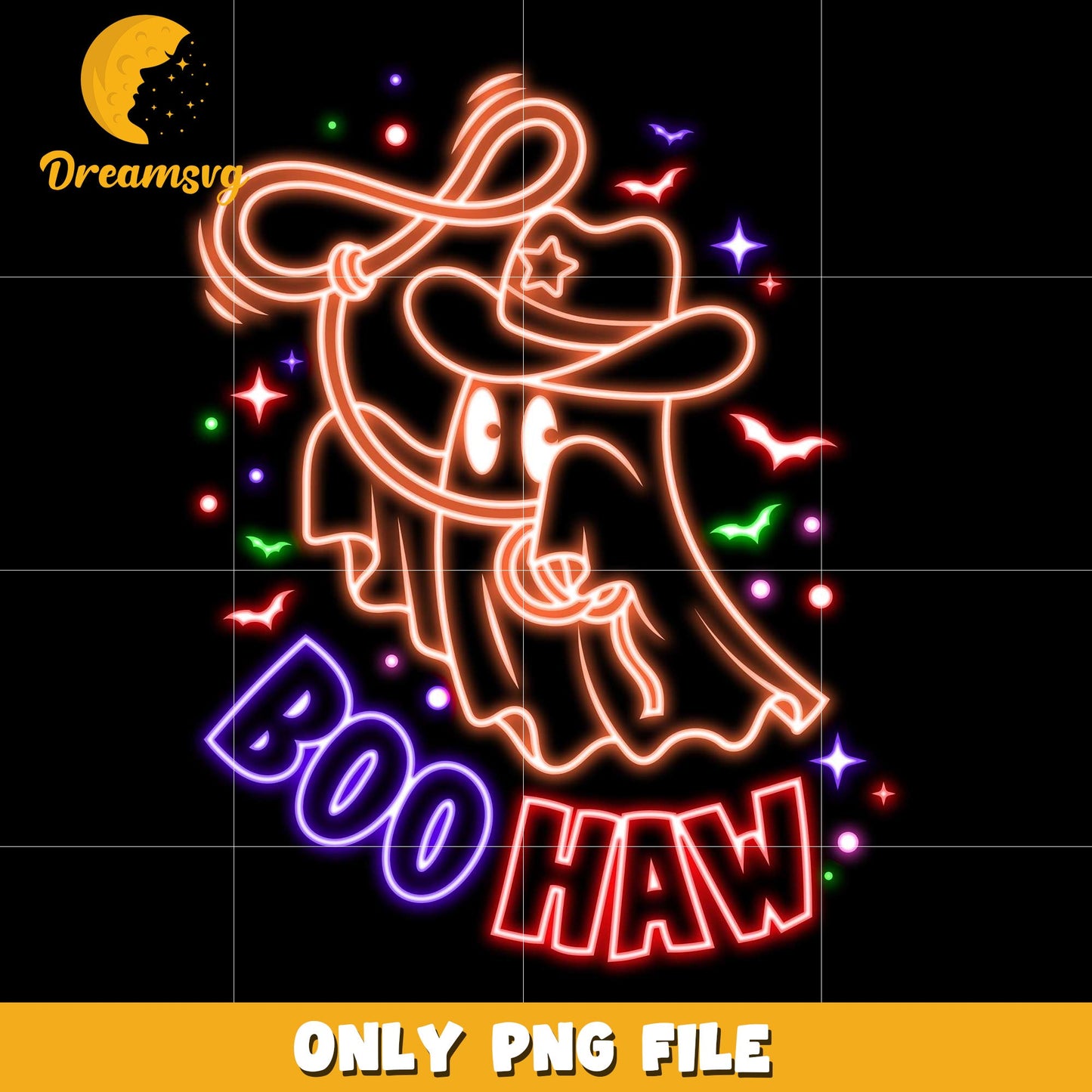Boohaw neon png, spooky autumn png, trick or treat png