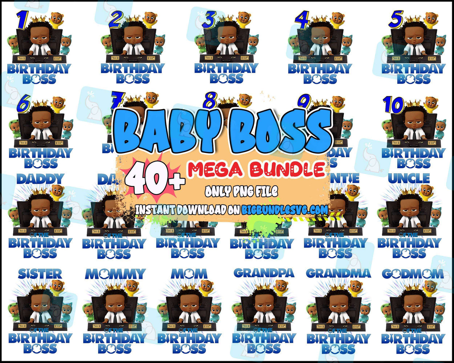 African American BOSS BABY, Boss baby boy clipart, digital download