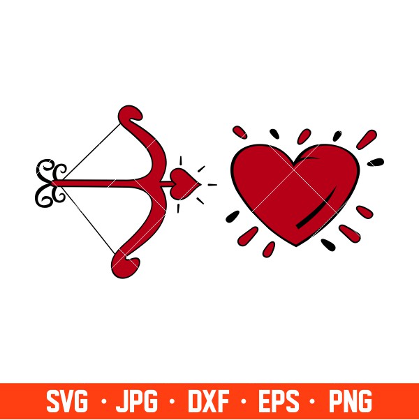 Bow and Heart Svg, Valentine’s Day Svg, Couple Matching Svg, Love Svg, Cricut, Silhouette Vector Cut File