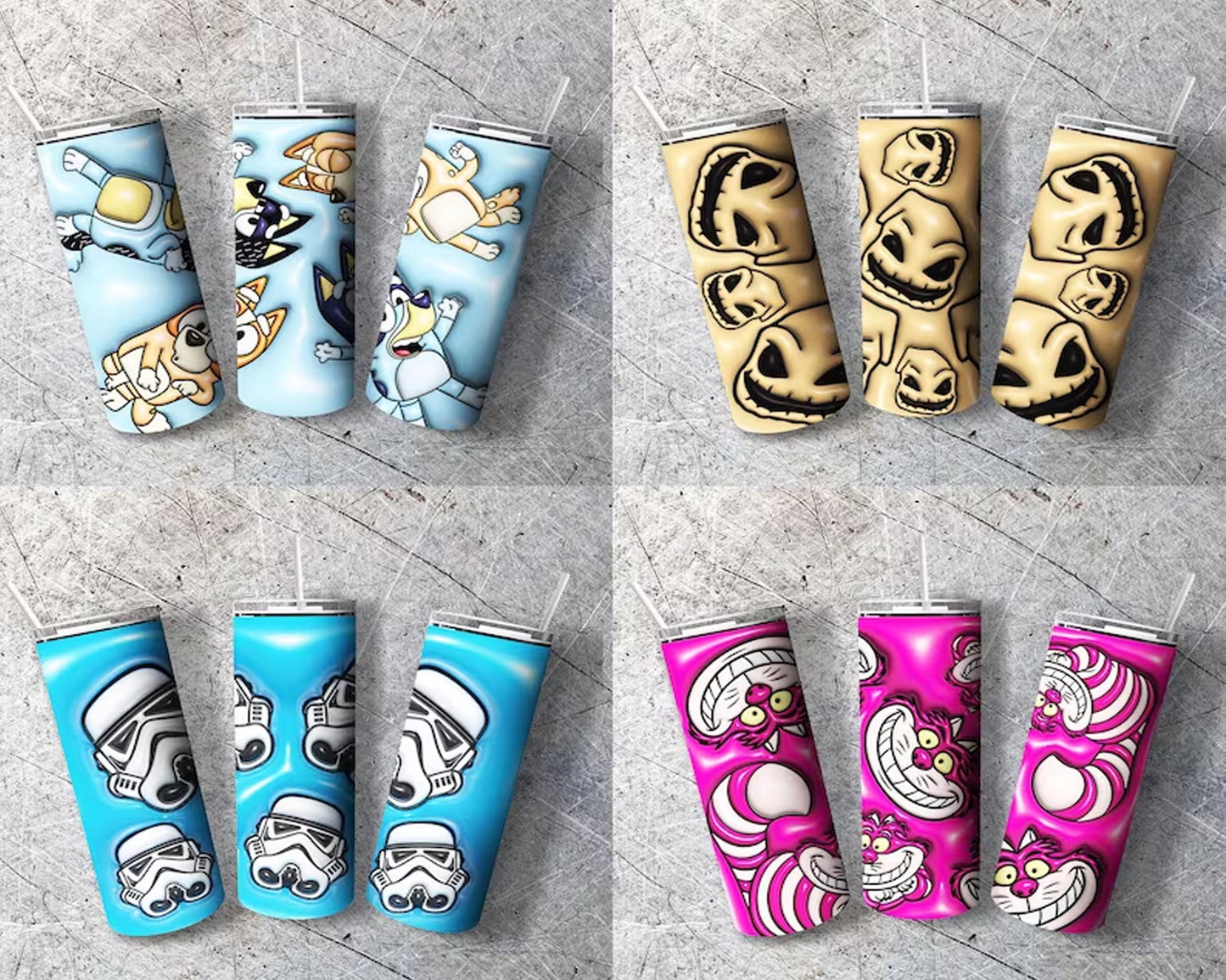 Bubble cartoon Wrap 30+ 3D Inflated Puff Tumbler bundle, Instant download