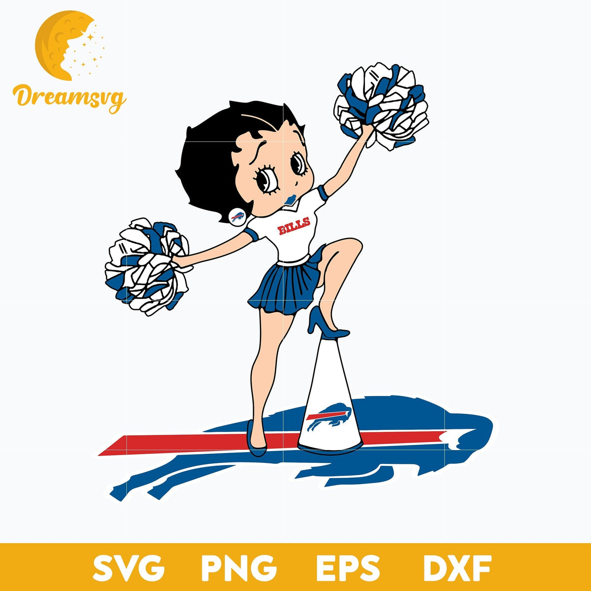 Buffalo Bills Betty Boop Cheerleader Nfl Svg, Buffalo Bills Svg, Sport Svg, Nfl Svg, Png, Dxf, Eps Digital File.