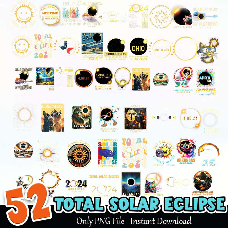 Total Solar Eclipse PNG Bundle Sublimation Instant Download