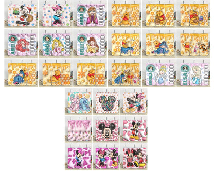 Disney Cartoon Wrap 50+ 3D Inflated Puff Tumbler bundle, Instant download