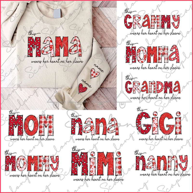 Bundle Custom This Mama Wears Her Herat on Her Sleeve Png