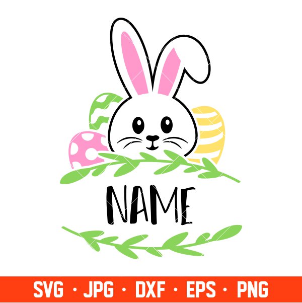 Bunny Boy Name Frame Svg, Happy Easter Svg, Easter egg Svg, Spring Svg, Cricut, Silhouette Vector Cut File