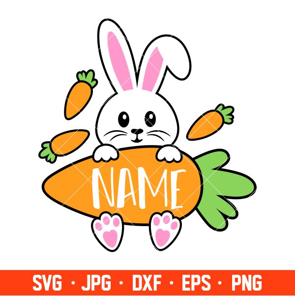 Bunny Boy Name Holder Svg, Happy Easter Svg, Easter egg Svg, Spring Svg, Cricut, Silhouette Vector Cut File