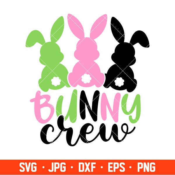 Bunny Crew Svg, Happy Easter Svg, Easter egg Svg, Spring Svg, Cricut, Silhouette Vector Cut File