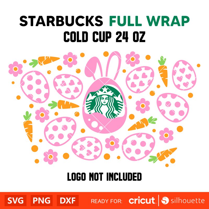 Bunny Easter Egg Full Wrap Svg, Starbucks Svg, Coffee Ring Svg, Cold Cup Svg, Cricut, Silhouette Vector Cut File