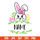 Bunny Girl Name Frame Svg, Happy Easter Svg, Easter egg Svg, Spring Svg, Cricut, Silhouette Vector Cut File