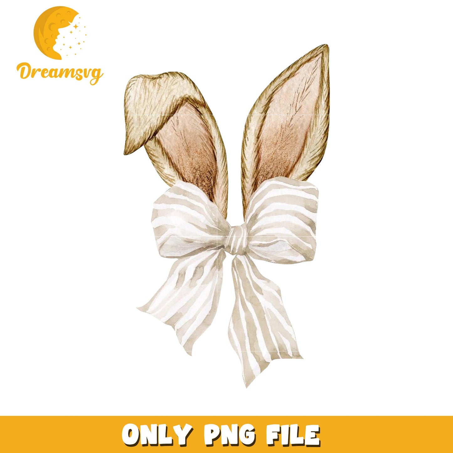 Bunny Ears with Bow PNG Watercolor Clipart