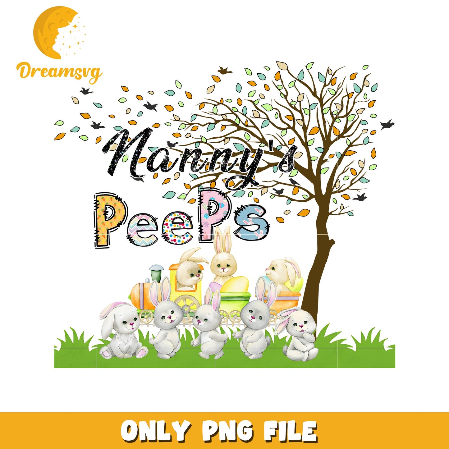 Bunny Easter Train PNG Sublimation Design