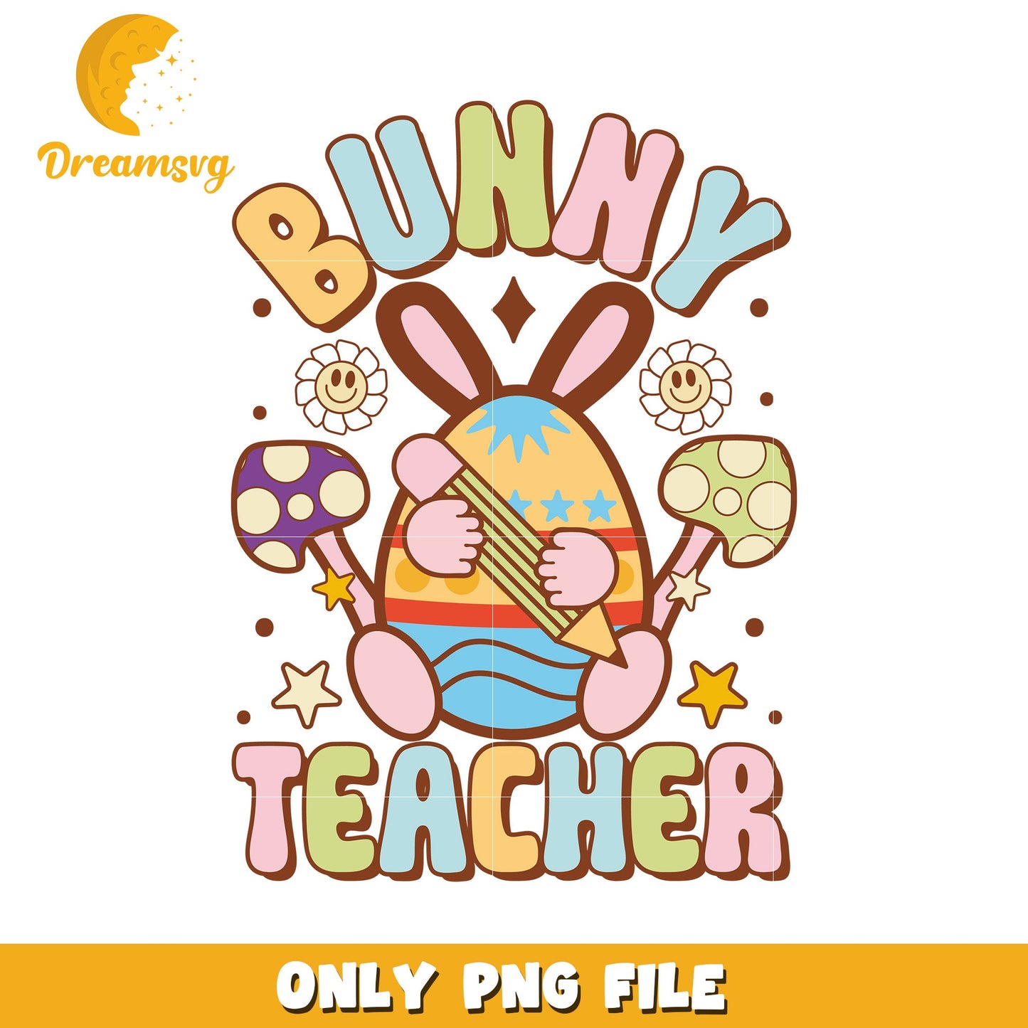 Bunny Teacher Cute Easter Design for Printable PNG Files