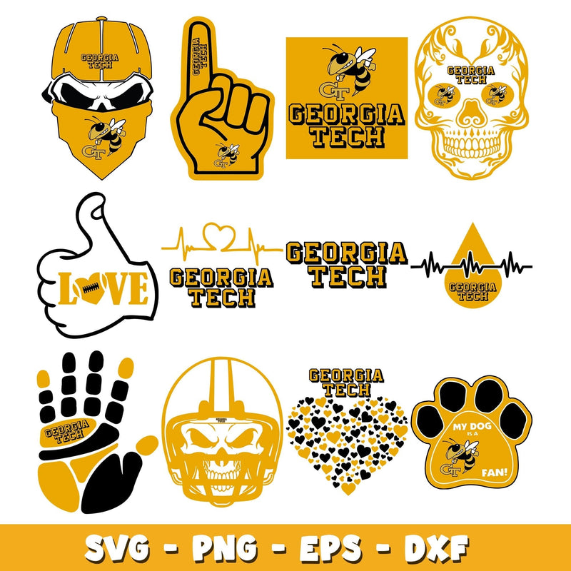 Georgia Tech logo Bundle svg, Georgia Tech Yellow logo svg, ncaa svg