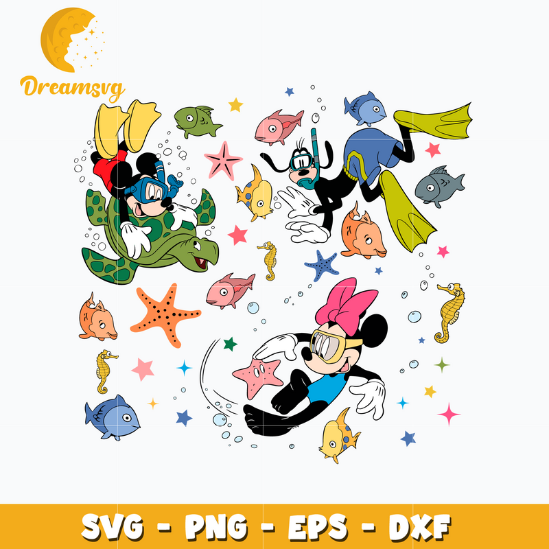 Mickey disney friends beach time svg