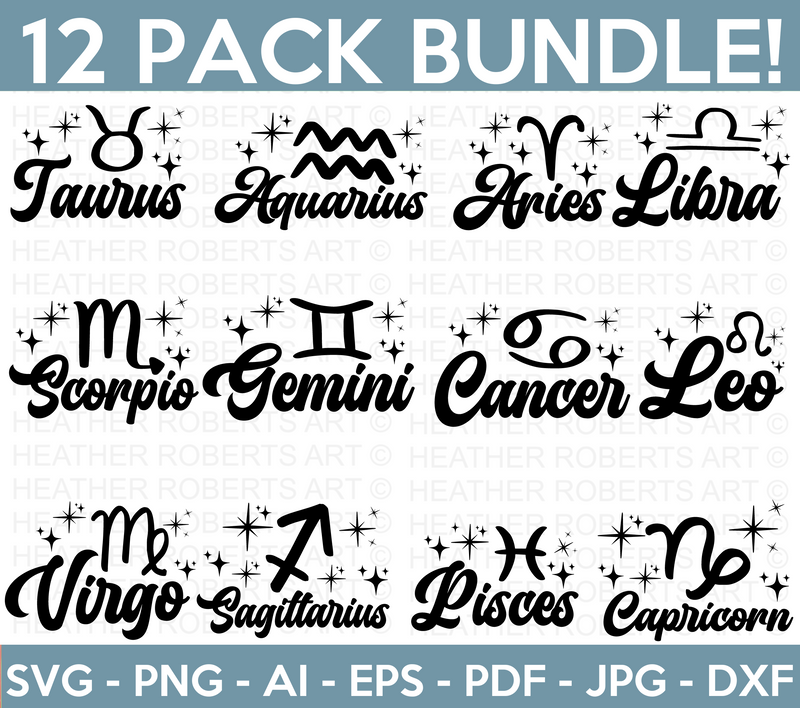 Zodiac Signs SVG Bundle