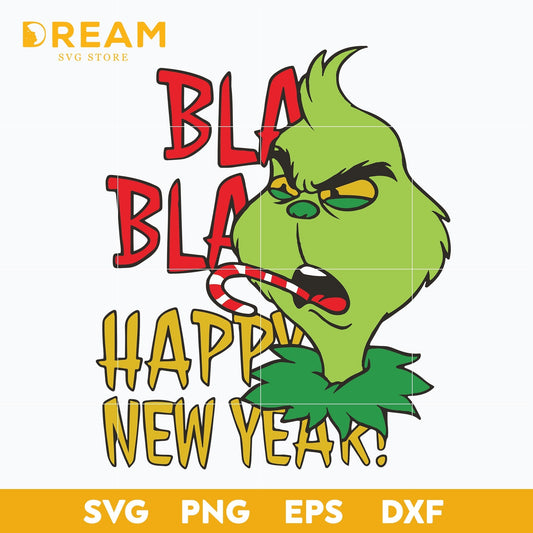 Bla bla hapy new year grinch christmas svg, grinch svg, Christmas svg, png, dxf, eps digital file CRM0312204L