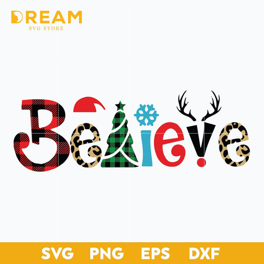 Believe christmas svg, Christmas svg, png, dxf, eps digital file CRM1511209L