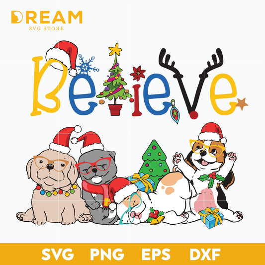 Believe dog christmas svg, Christmas svg, png, dxf, eps digital file CRM2611201L