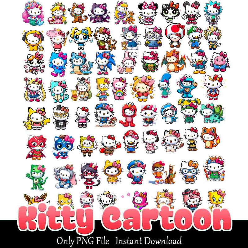 Kitty Cartoon Bundle PNG Hello Kitty PNG Instant Download