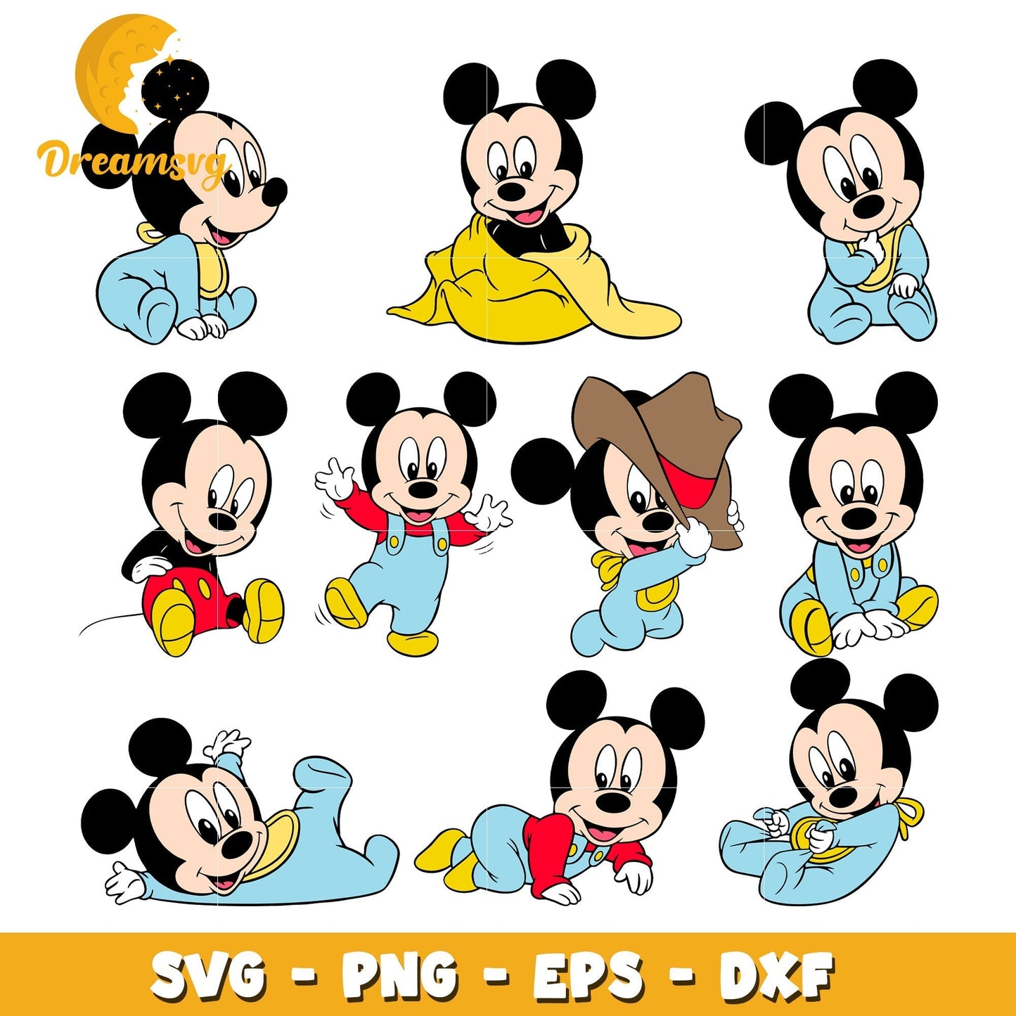 Baby mickey mouse design bundle svg, baby mickey mouse svg