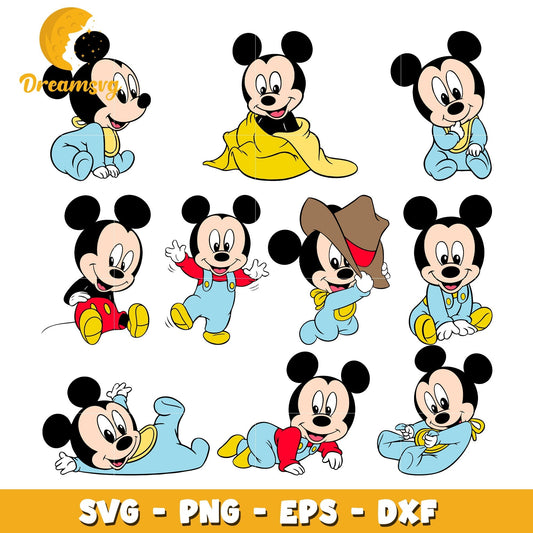 Baby mickey mouse design bundle svg, baby mickey mouse svg