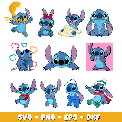 Lilo & Stitch 100 Cliparts Bundle, Lilo and Stitch SVG Cut Files for Cricut / Silhouette, PNG DXF, instant download