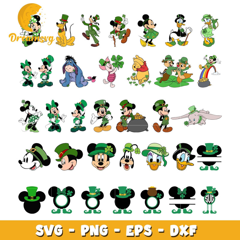 Mickey and friends patrick's day bundle svg, disney st patricks day svg