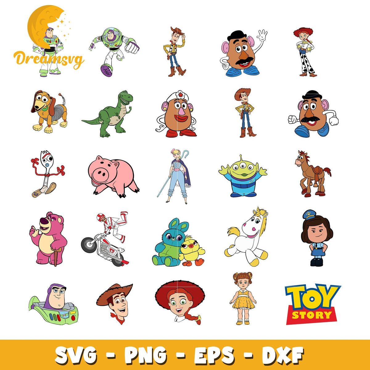 Members toy story cartoon bundle svg, toy story characters svg