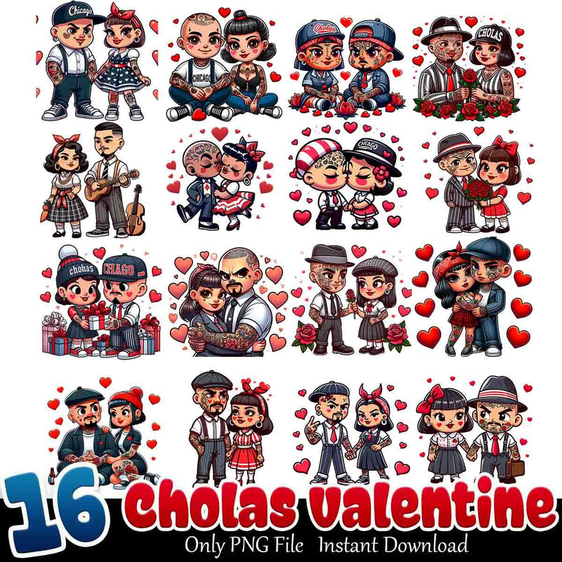 Cholas Valentine Bundle PNG 16+ Latina Valentine PNG Instant Download