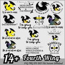 Fourth Wing SVG Bundle, Fantasy Reader SVG Cricut, Silhouette Vector Cut Files, Fourth Wing PNG