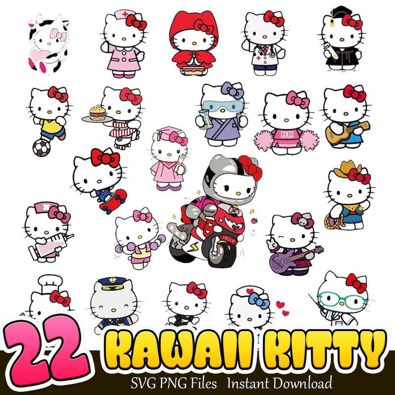 Kawaii Kitty Bundle Svg Png 22+Love Kitty SVG Instant Download