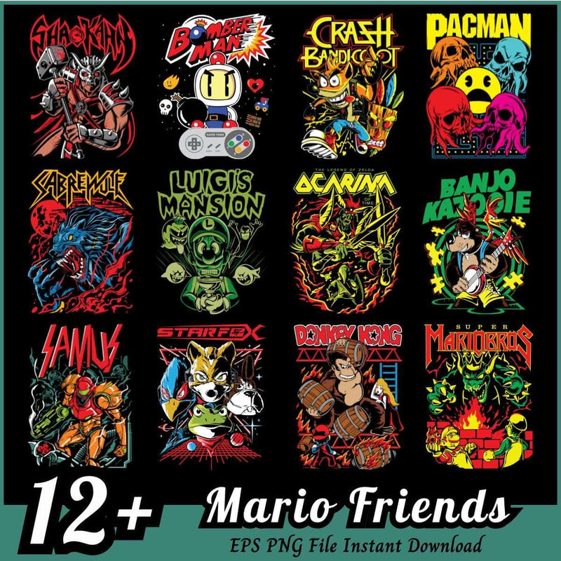 Mario Friends Bundle PNG 12+ Mario Characters PNG EPS Instant Download