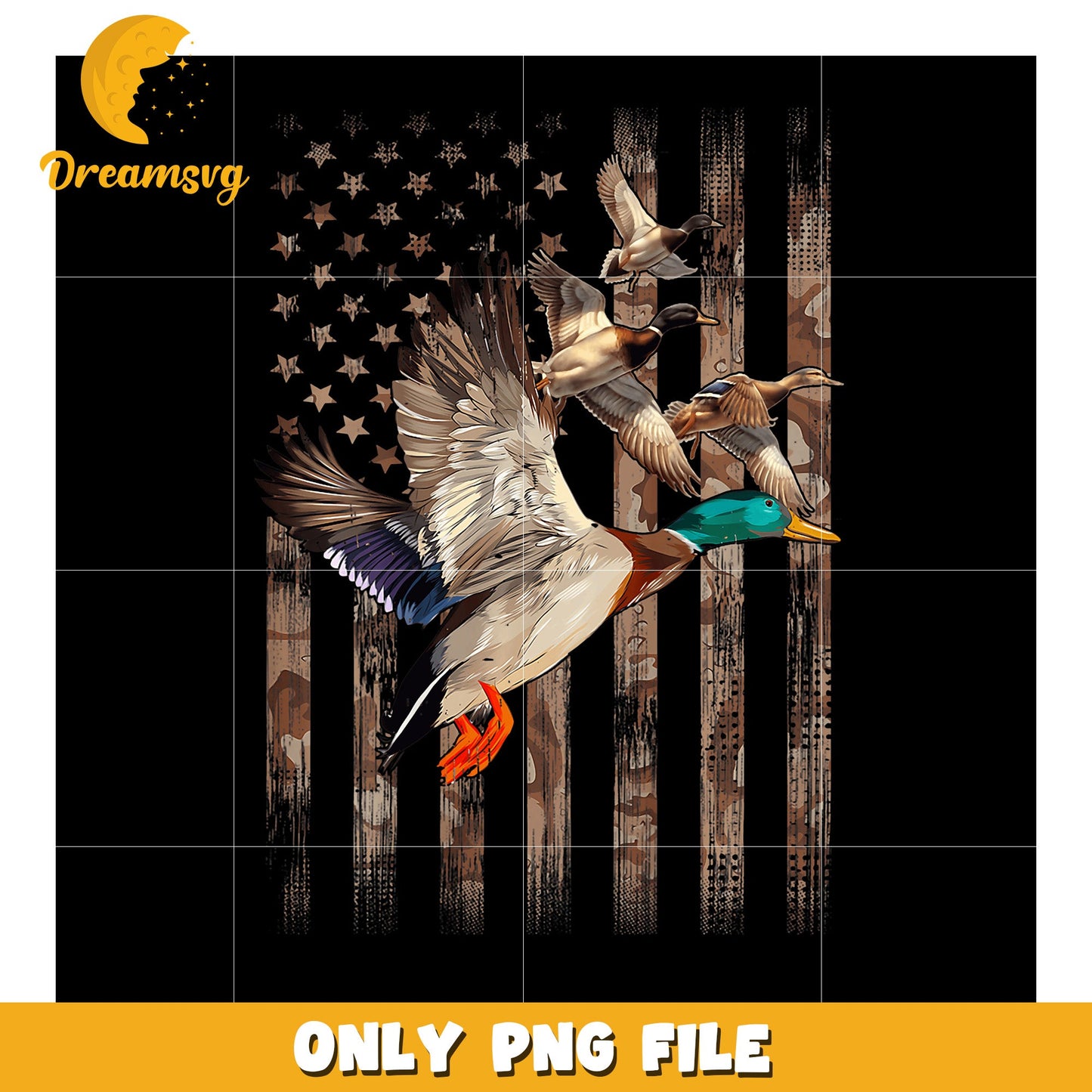 Camouflage Duck PNG American Flag Design