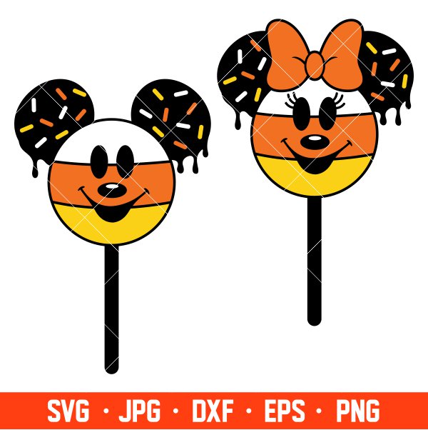 Candy Corn Mickey &amp; Minnie Svg, Free Svg, Daily Freebies Svg, Cricut, Silhouette Vector Cut File