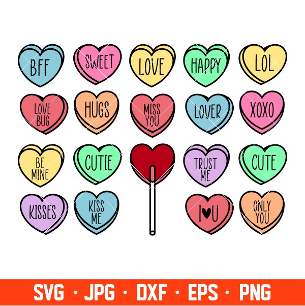 Candy Hearts Starbucks Svg, Valentine’s Day Svg, Candy Hearts Starbucks Clipart