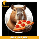 Capybara Eating Pizza PNG Graphic