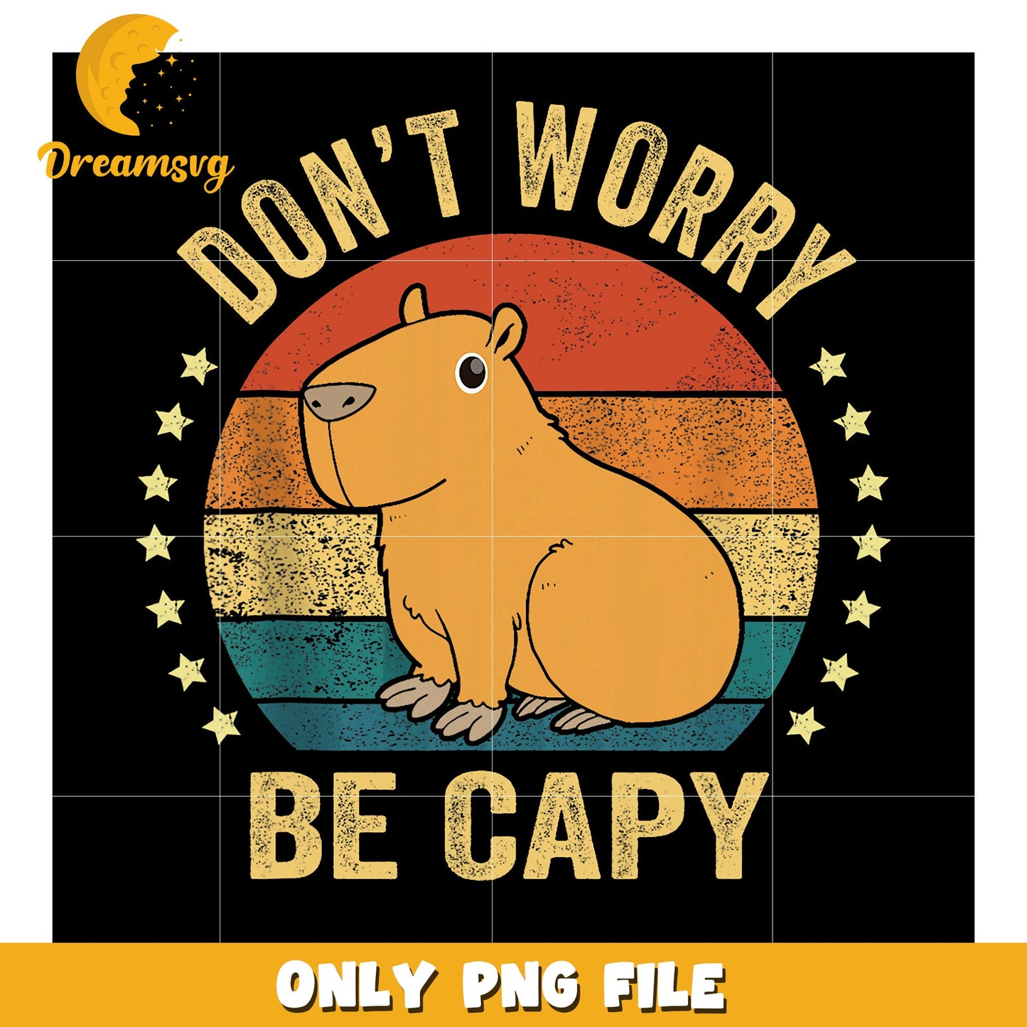 Capybara Retro PNG Dont Worry Be Capy