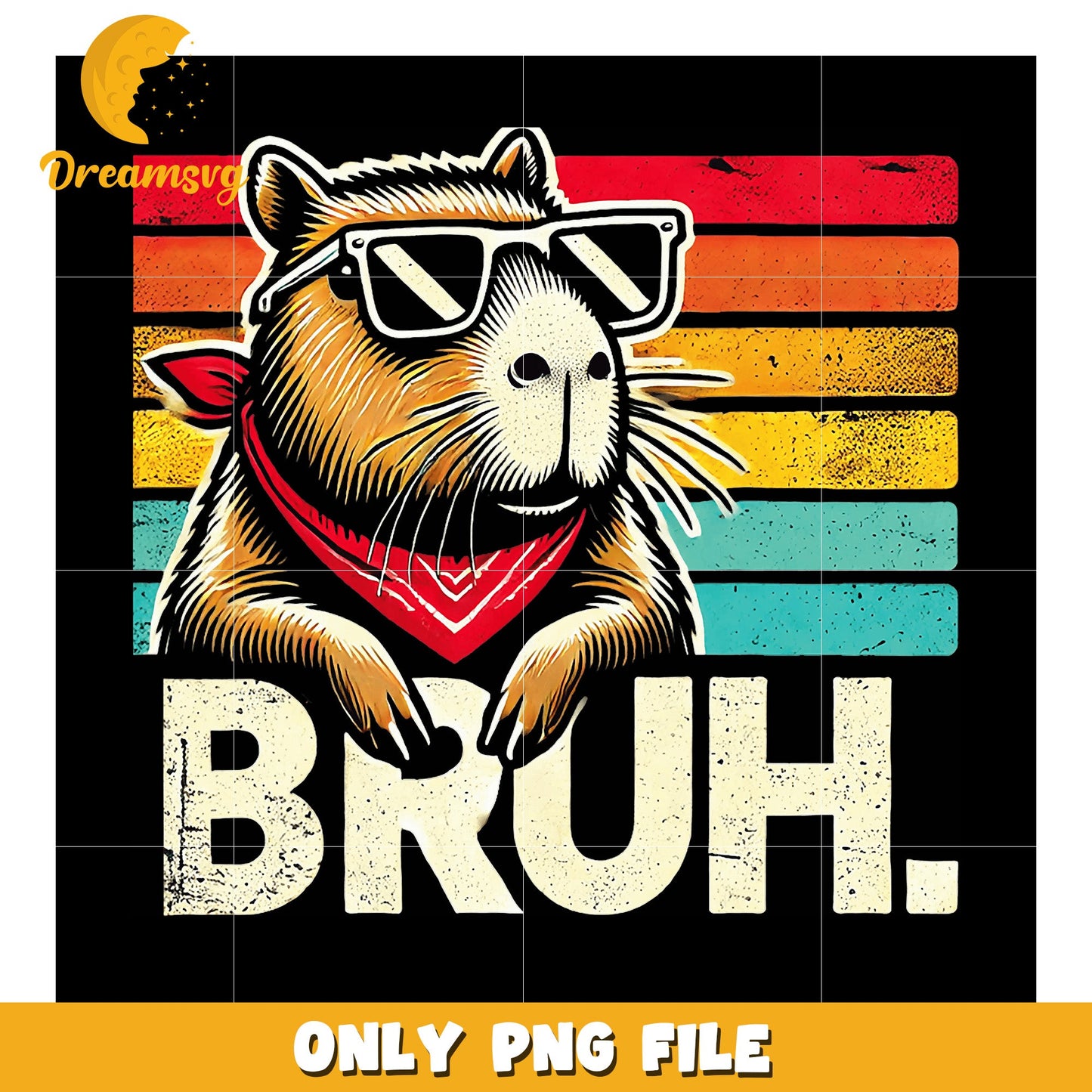Capybara Sunglasses Retro PNG Download