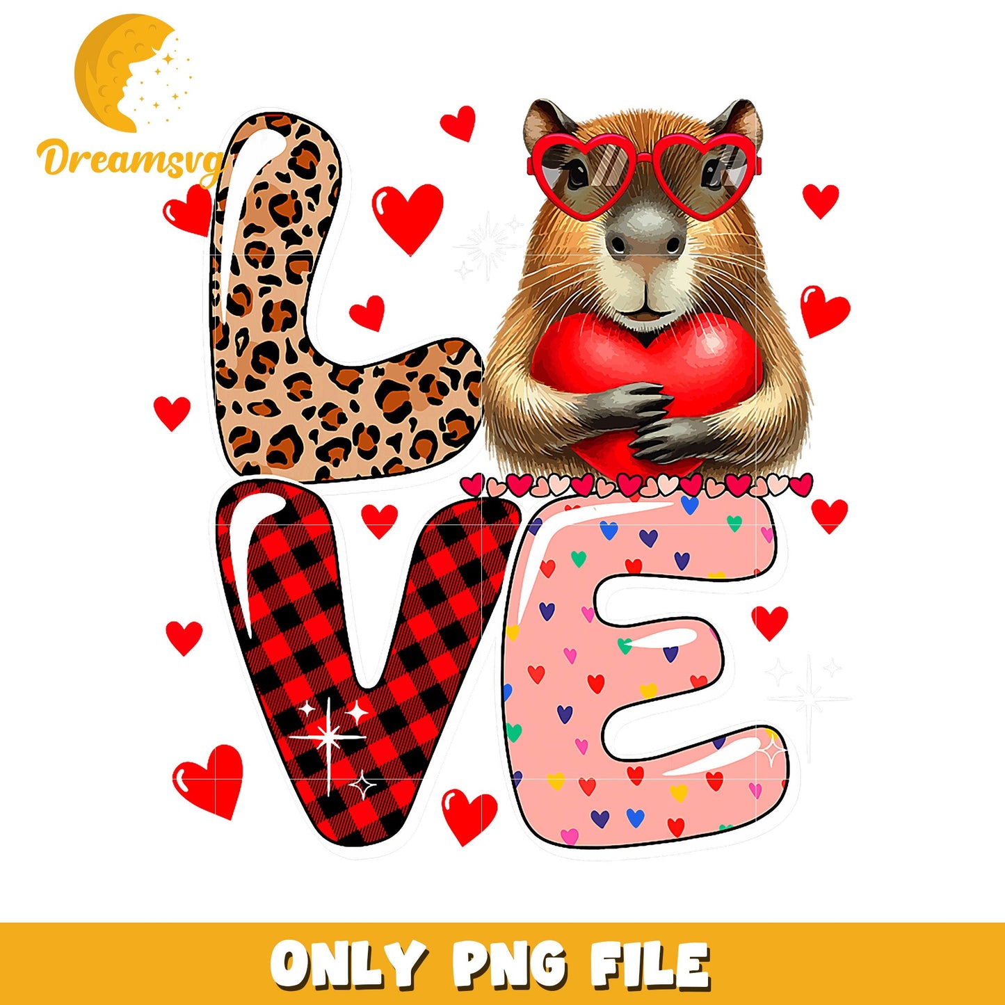 Capybara Valentine's Day PNG Love Design