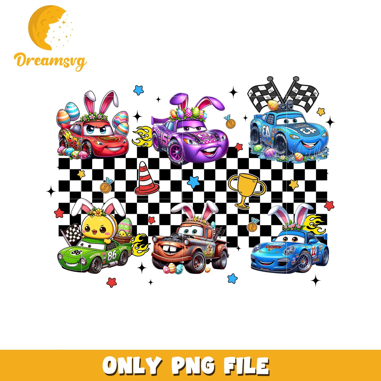 Cars Easter Bunny PNG Sublimation Design