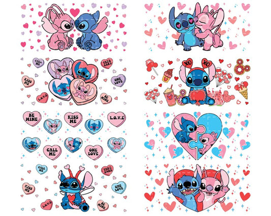 20+ Valentine Cartoon Png Wrap Glass Can, Happy Valentine 16oz Libbey Glass Wrap Png, Funny Valentine Stitch Png, Digital Download